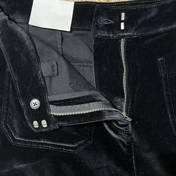 Reiss Isa Black Velvet Pants Sz 30 High Waist Wide Leg Holiday Capsule Event - Picture 6 of 16